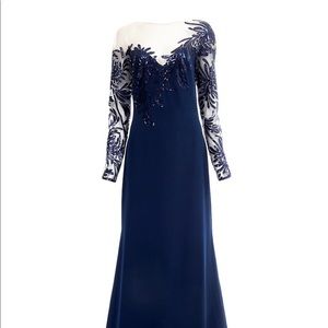 Tadashi Shoji illusion Sequined crepe gown size 10. Like new, worn only once